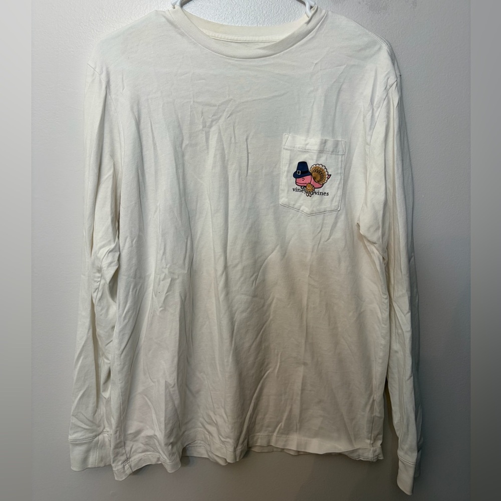 Vineyard Vines Cream Long Sleeve Tee with Embroidered Logo